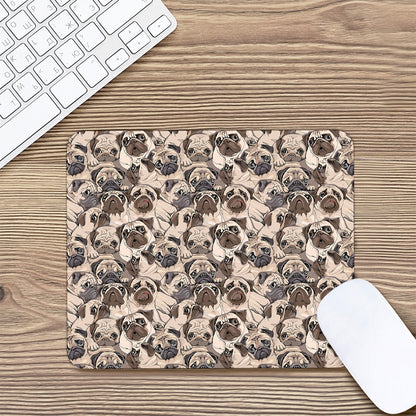 Cute Pug Pattern Print Mouse Pad