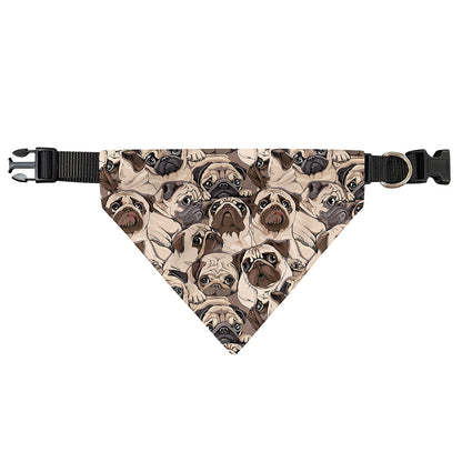 Cute Pug Pattern Print Over The Collar Dog Bandana