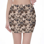 Cute Pug Pattern Print Pencil Mini Skirt