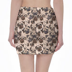 Cute Pug Pattern Print Pencil Mini Skirt