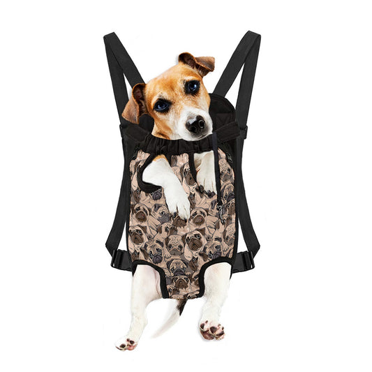 Cute Pug Pattern Print Pet Carrier Backpack