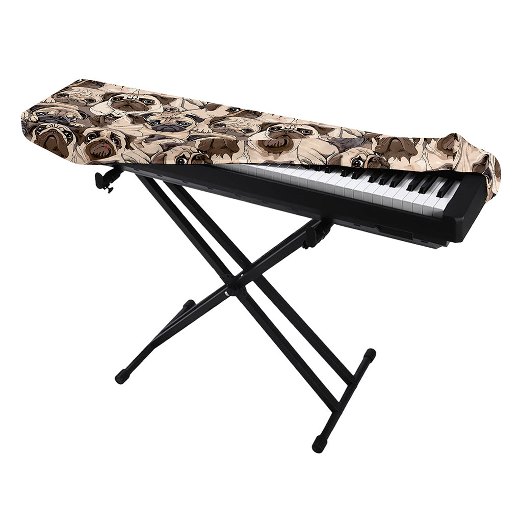 Cute Pug Pattern Print Piano Keyboard Cover