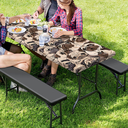 Cute Pug Pattern Print Picnic Table Cover