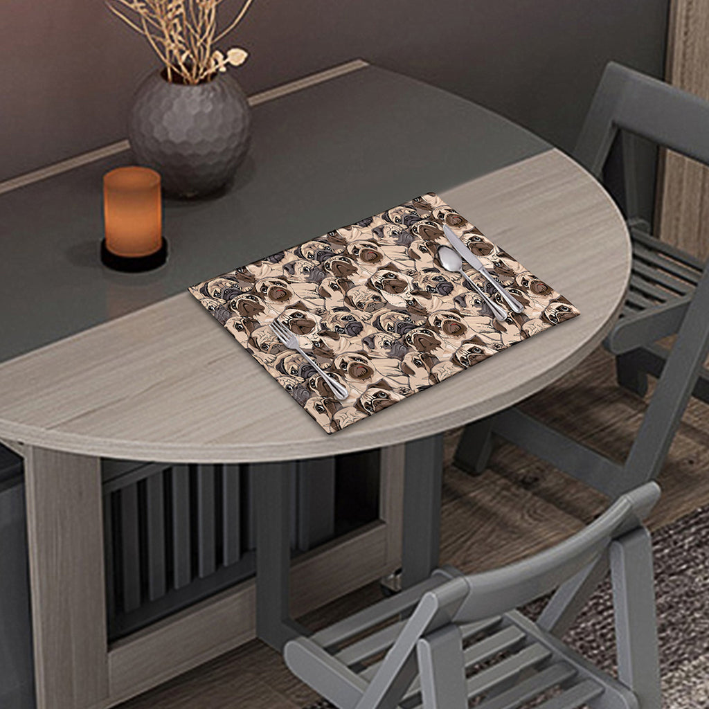 Cute Pug Pattern Print Placemat