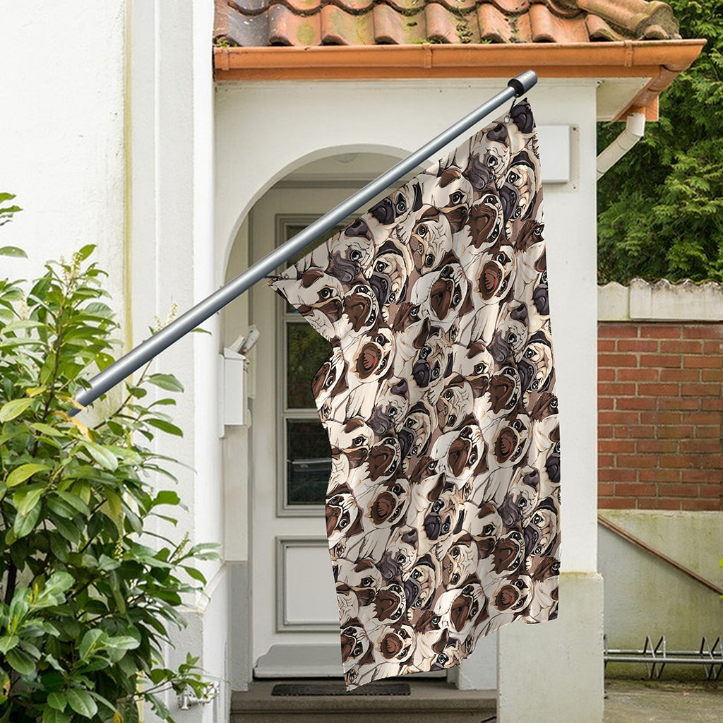 Cute Pug Pattern Print Polyester Flag