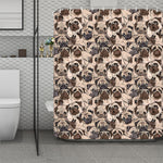 Cute Pug Pattern Print Polyester Shower Curtain