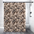 Cute Pug Pattern Print Premium Shower Curtain