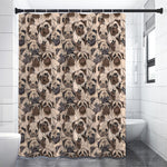Cute Pug Pattern Print Premium Shower Curtain