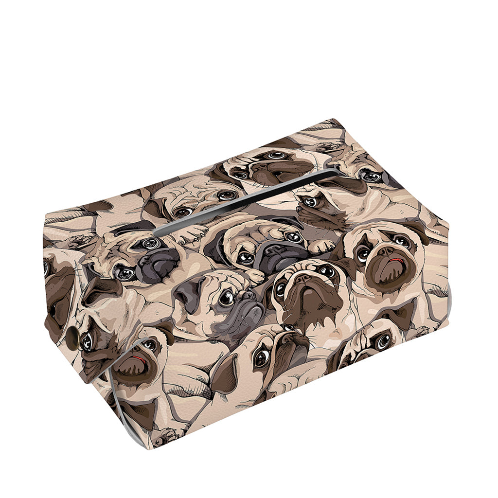 Cute Pug Pattern Print Rectangle Tissue Box Cover