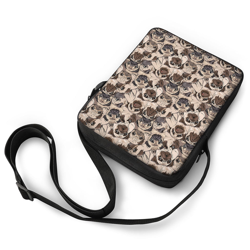 Cute Pug Pattern Print Rectangular Crossbody Bag