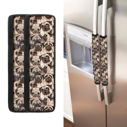 Cute Pug Pattern Print Refrigerator Handle Covers