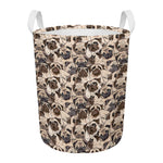 Cute Pug Pattern Print Round Laundry Basket