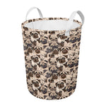 Cute Pug Pattern Print Round Laundry Basket