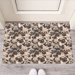 Cute Pug Pattern Print Rubber Doormat