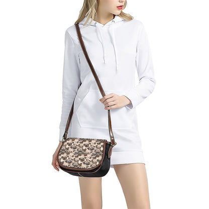 Cute Pug Pattern Print Saddle Bag