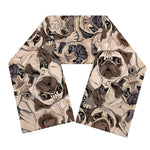 Cute Pug Pattern Print Scarf