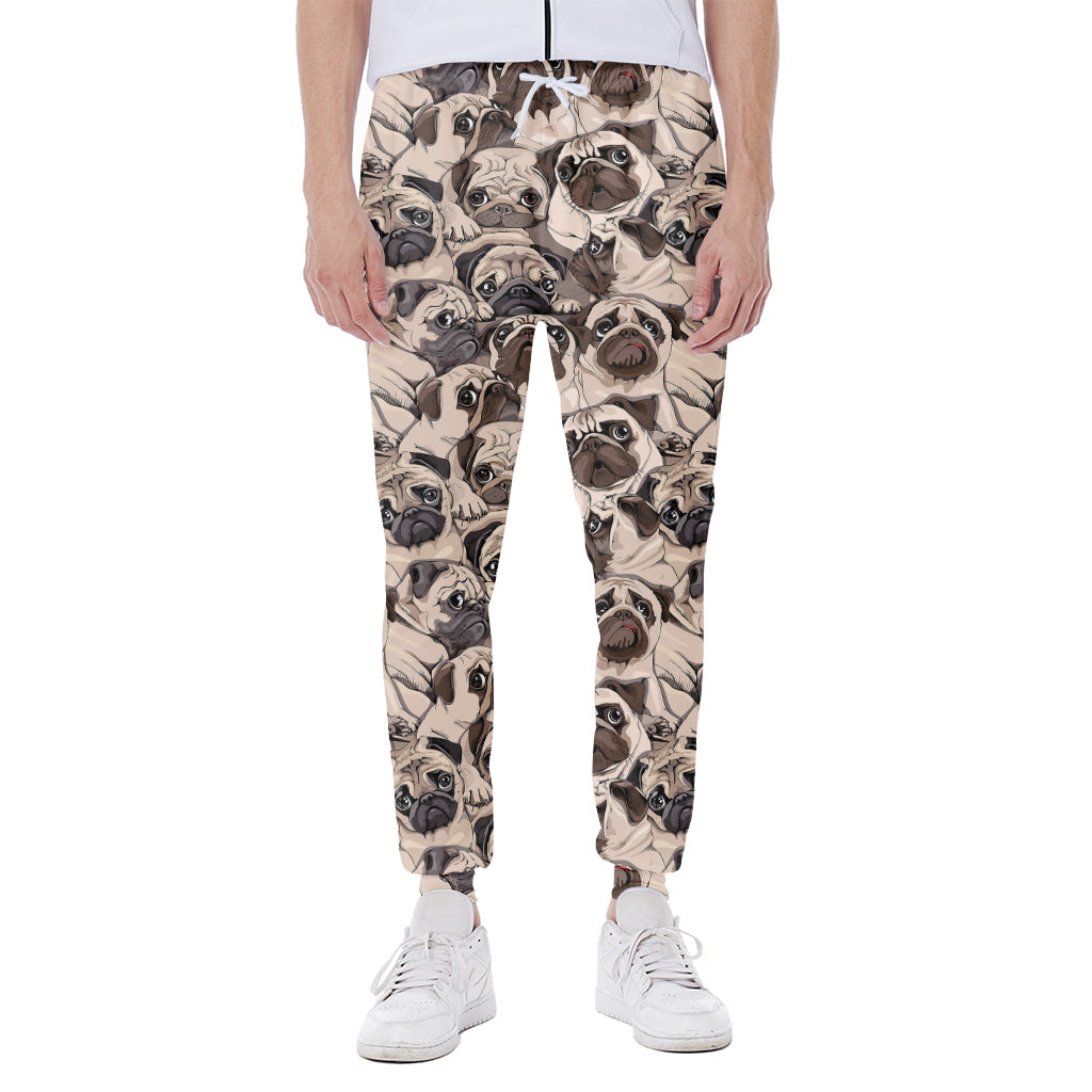Cute Pug Pattern Print Scuba Joggers