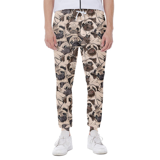 Cute Pug Pattern Print Scuba Joggers