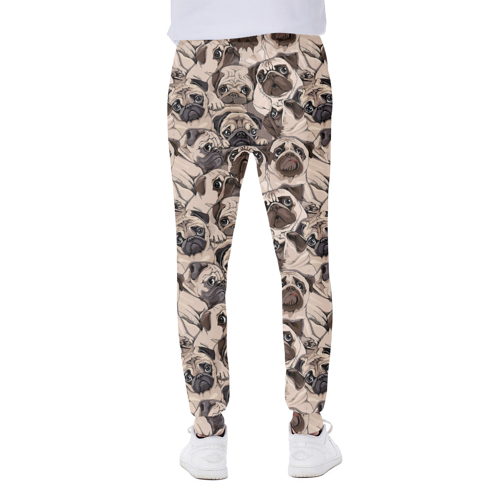 Cute Pug Pattern Print Scuba Joggers