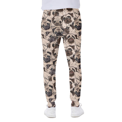 Cute Pug Pattern Print Scuba Joggers
