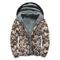 Cute Pug Pattern Print Sherpa Lined Zip Up Hoodie