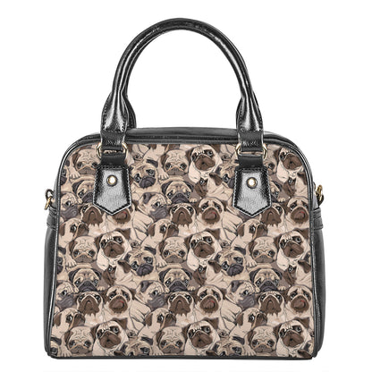 Cute Pug Pattern Print Shoulder Handbag