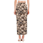 Cute Pug Pattern Print Side Slit Maxi Skirt