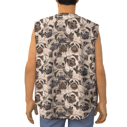 Cute Pug Pattern Print Sleeveless Baseball Jersey
