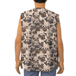 Cute Pug Pattern Print Sleeveless Baseball Jersey