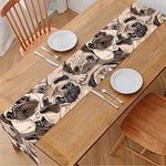 Cute Pug Pattern Print Table Runner