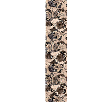 Cute Pug Pattern Print Table Runner