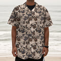 Cute Pug Pattern Print Textured Short Sleeve Shirt