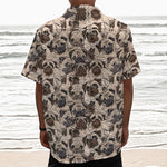 Cute Pug Pattern Print Textured Short Sleeve Shirt