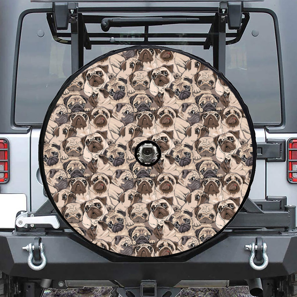 Cute Pug Pattern Print Tire Cover With Camera Hole