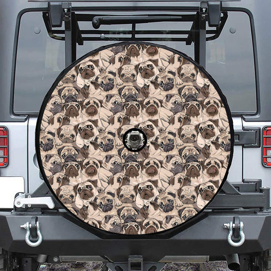 Cute Pug Pattern Print Tire Cover With Camera Hole
