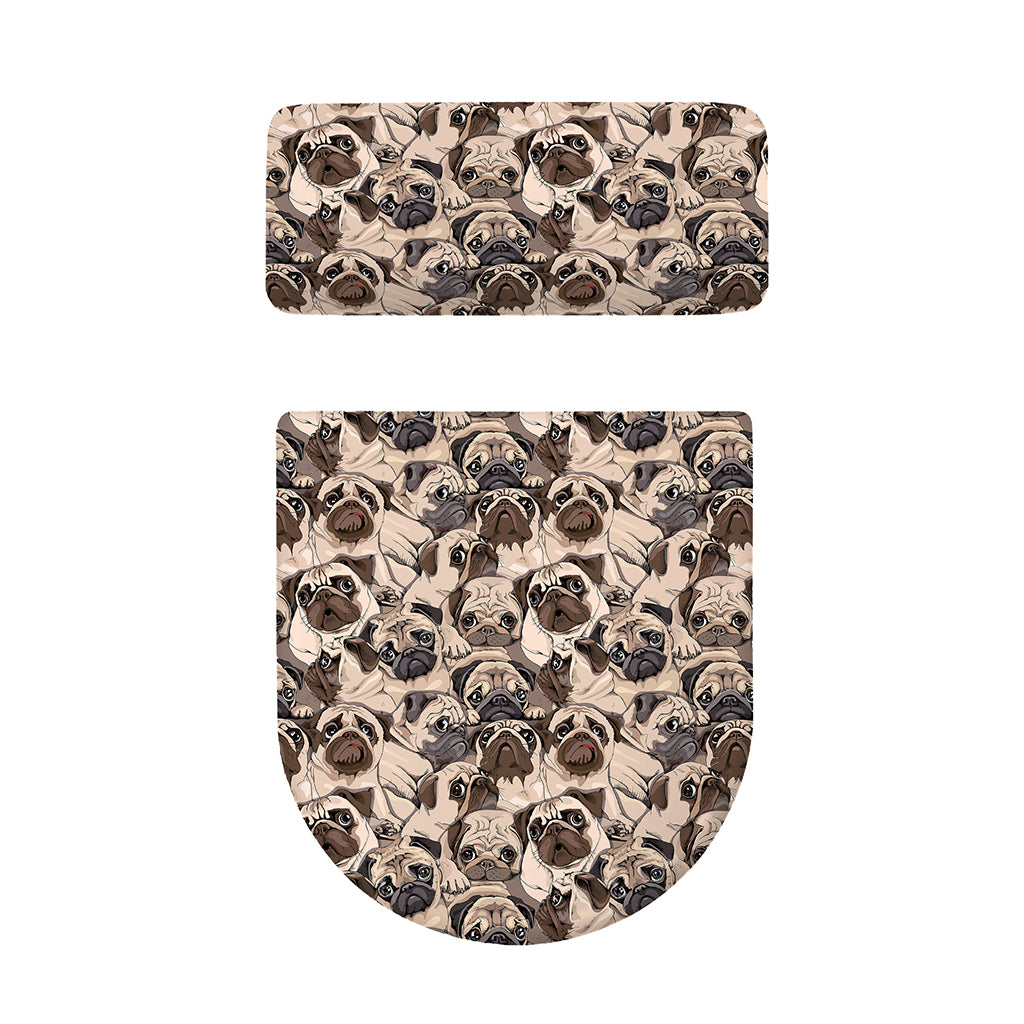 Cute Pug Pattern Print Toilet Lid And Tank Cover Set