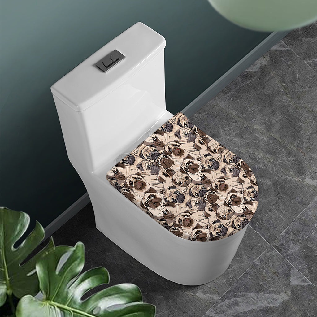 Cute Pug Pattern Print Toilet Lid Cover
