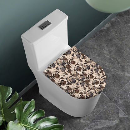 Cute Pug Pattern Print Toilet Lid Cover