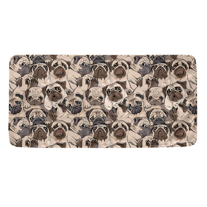 Cute Pug Pattern Print Towel