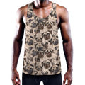 Cute Pug Pattern Print Men's Workout Tank Top