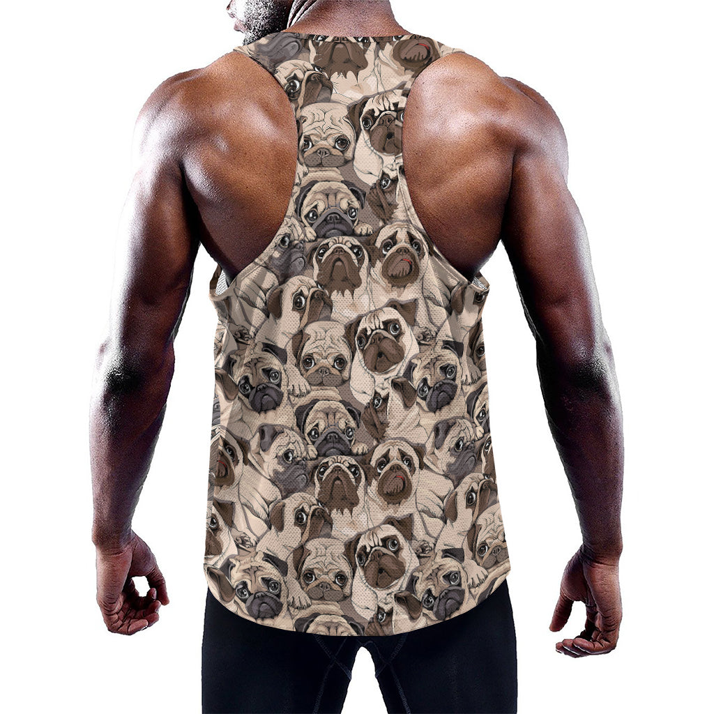 Cute Pug Pattern Print Training Tank Top