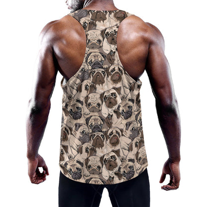 Cute Pug Pattern Print Training Tank Top