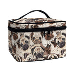 Cute Pug Pattern Print Travel Makeup Bag