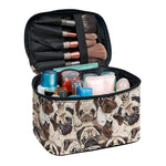 Cute Pug Pattern Print Travel Makeup Bag
