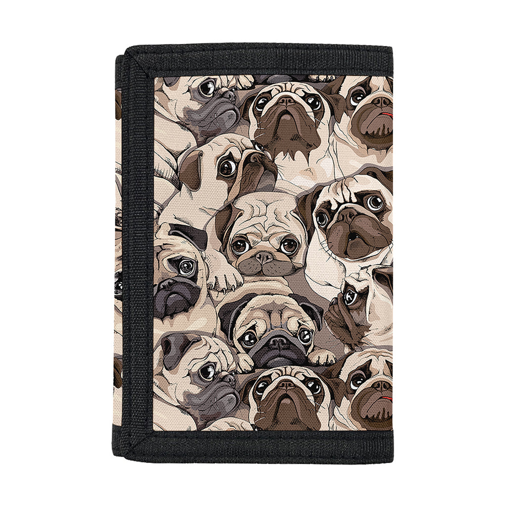 Cute Pug Pattern Print Trifold Wallet