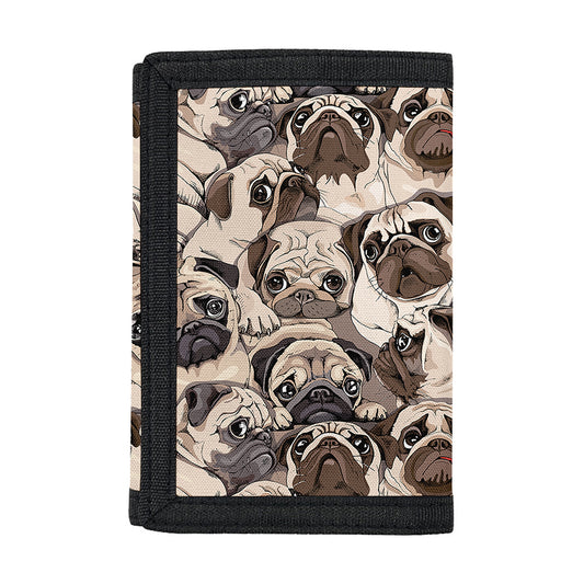 Cute Pug Pattern Print Trifold Wallet