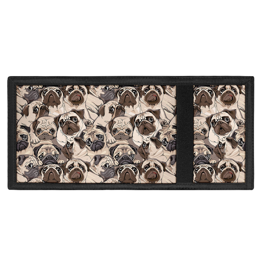 Cute Pug Pattern Print Trifold Wallet