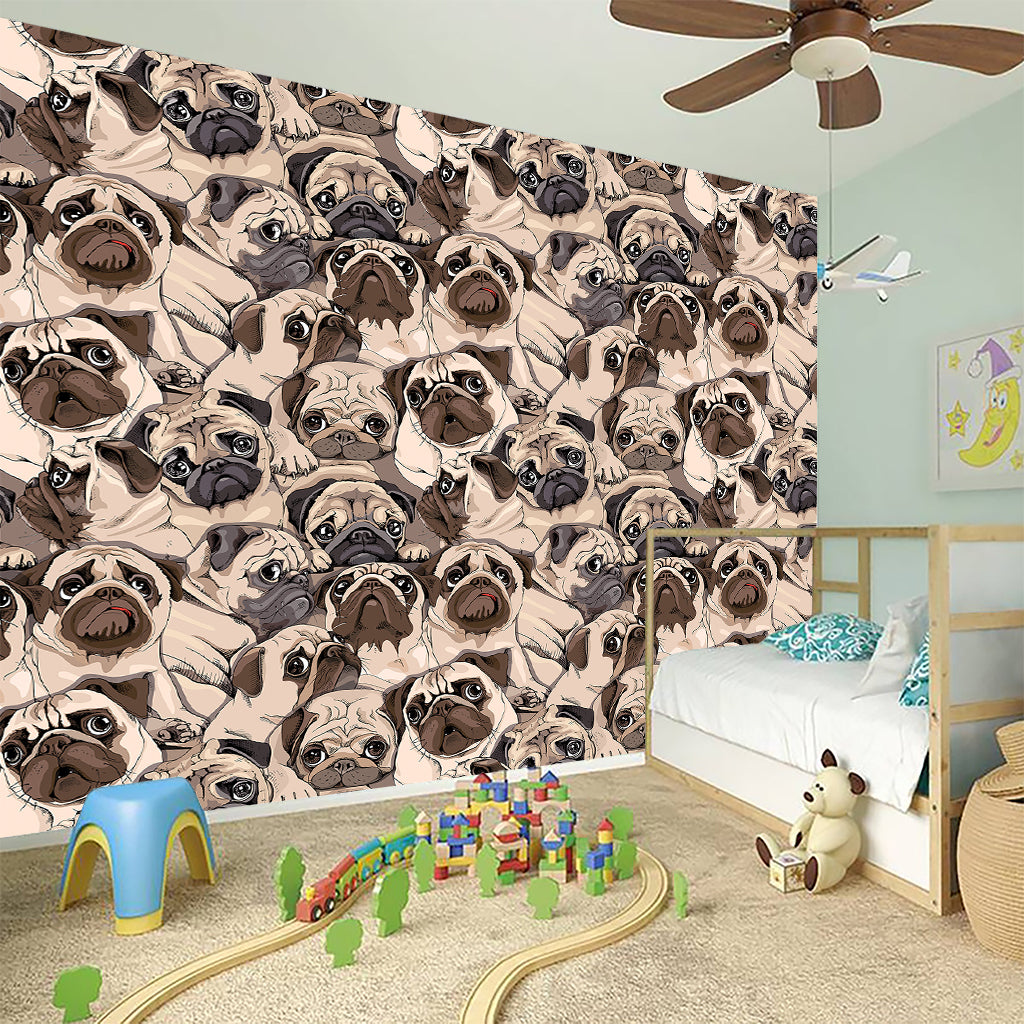 Cute Pug Pattern Print Wall Sticker
