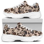 Cute Pug Pattern Print White Chunky Shoes