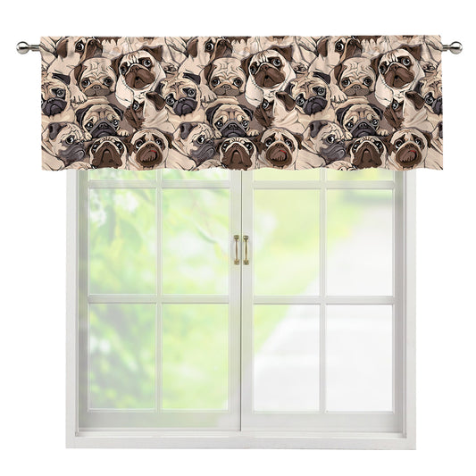 Cute Pug Pattern Print Window Valance